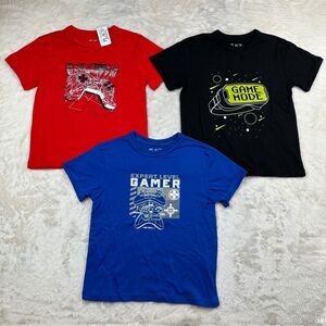 The Children's Place Boys Lot of 3 Graphic Tees Size XS 4 Video Gamer Red Black